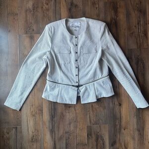 Carol Anderson Textured Zip-Off Peplum Jacket Blazer Gray Size 8